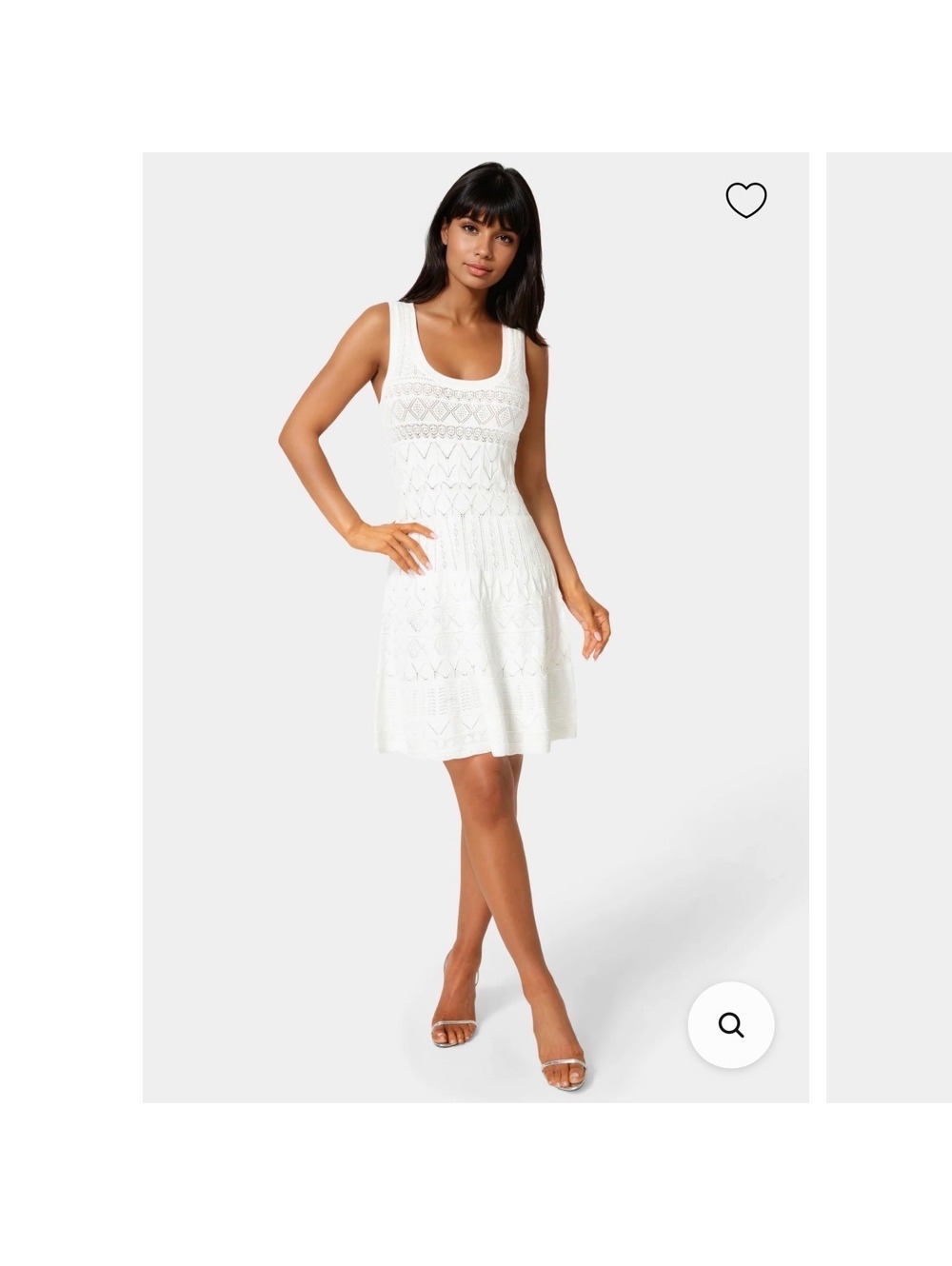 Bebe White Pointelle Knit Fit & Flare Dress